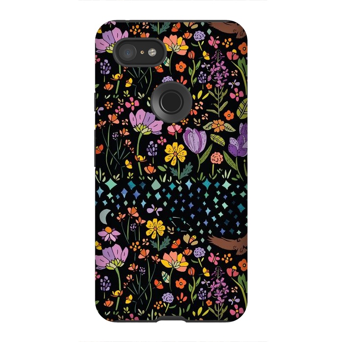 Pixel 3XL StrongFit Whimsical Night Forest II by Pom Graphic Design