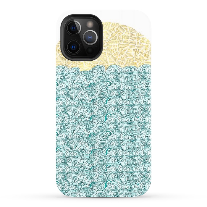 iPhone 12 Pro StrongFit Ocean waves  by Pom Graphic Design