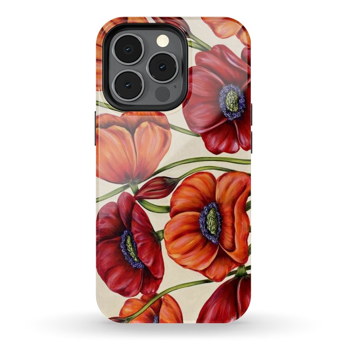 iPhone 13 pro StrongFit Warm Poppies by Denise Cassidy Wood