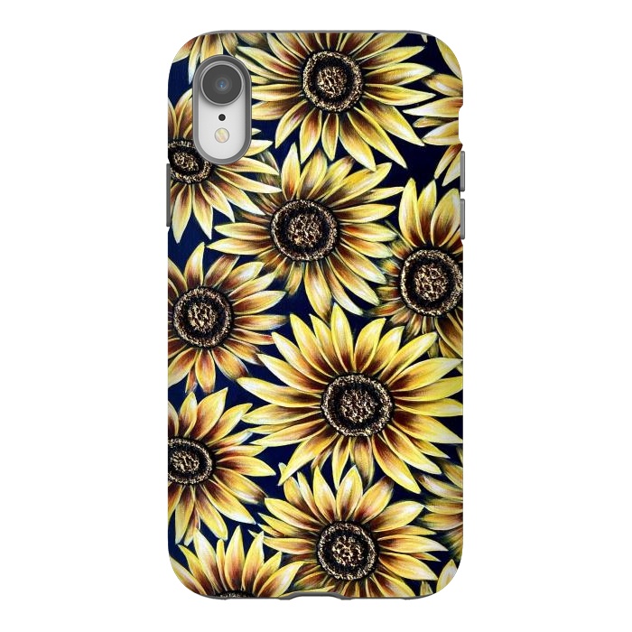 iPhone Xr StrongFit Sunflowers by Denise Cassidy Wood