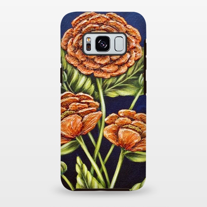Galaxy S8 plus StrongFit Orange Peonies by Denise Cassidy Wood