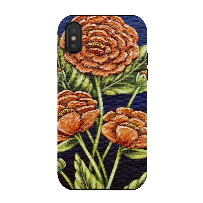 iPhone Xs / X StrongFit Orange Peonies by Denise Cassidy Wood