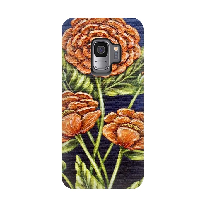 Galaxy S9 StrongFit Orange Peonies by Denise Cassidy Wood