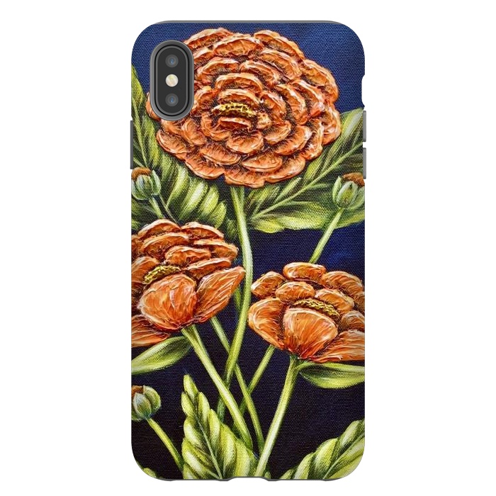 iPhone Xs Max StrongFit Orange Peonies by Denise Cassidy Wood