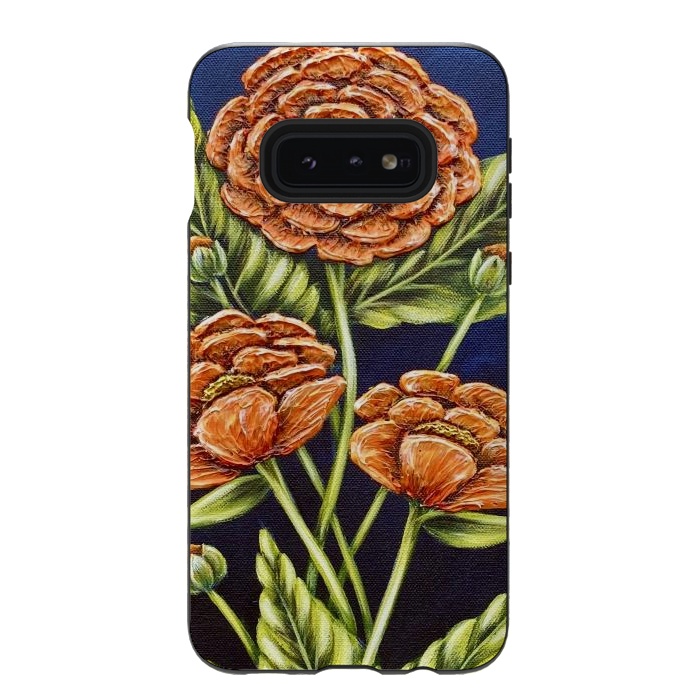 Galaxy S10e StrongFit Orange Peonies by Denise Cassidy Wood