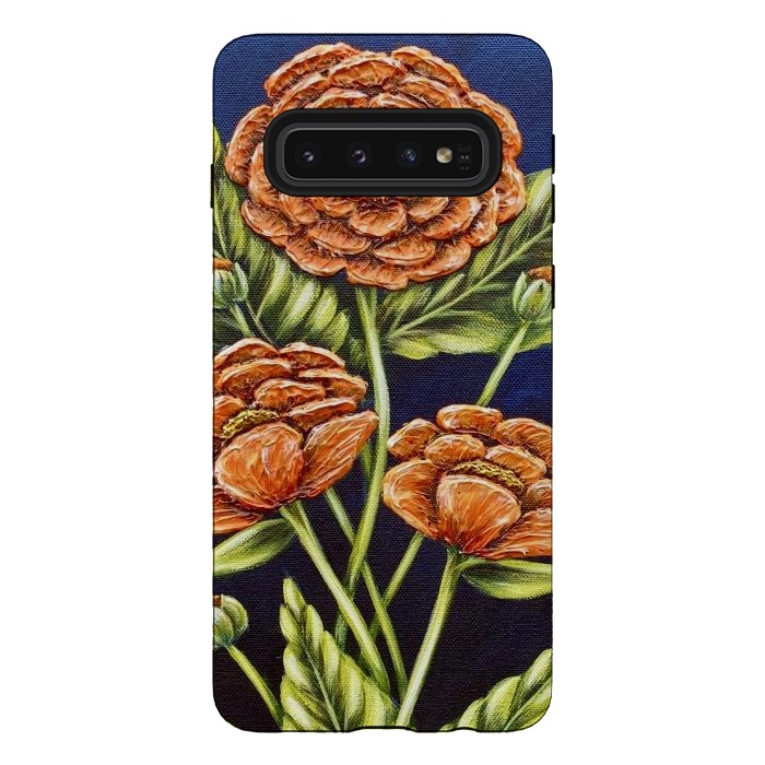 Galaxy S10 StrongFit Orange Peonies by Denise Cassidy Wood