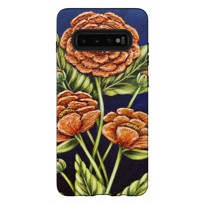 Galaxy S10 plus StrongFit Orange Peonies by Denise Cassidy Wood