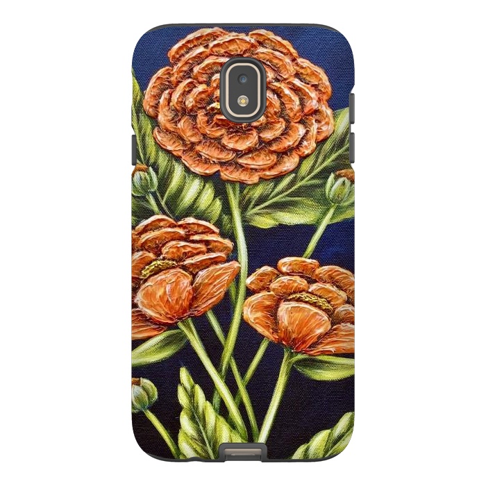 Galaxy J7 StrongFit Orange Peonies by Denise Cassidy Wood