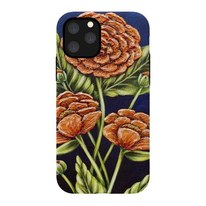 iPhone 11 Pro StrongFit Orange Peonies by Denise Cassidy Wood