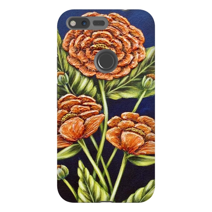 Pixel XL StrongFit Orange Peonies by Denise Cassidy Wood