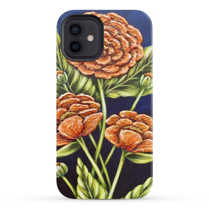 iPhone 12 StrongFit Orange Peonies by Denise Cassidy Wood