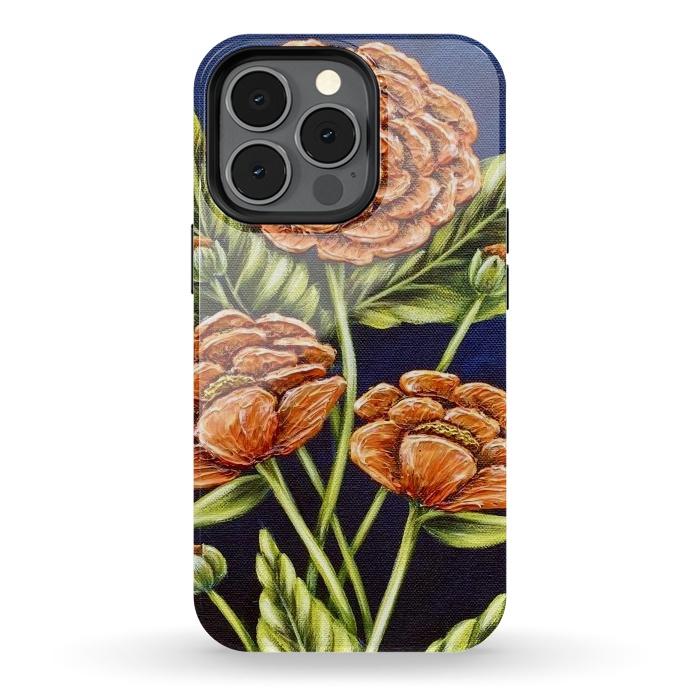 iPhone 13 pro StrongFit Orange Peonies by Denise Cassidy Wood