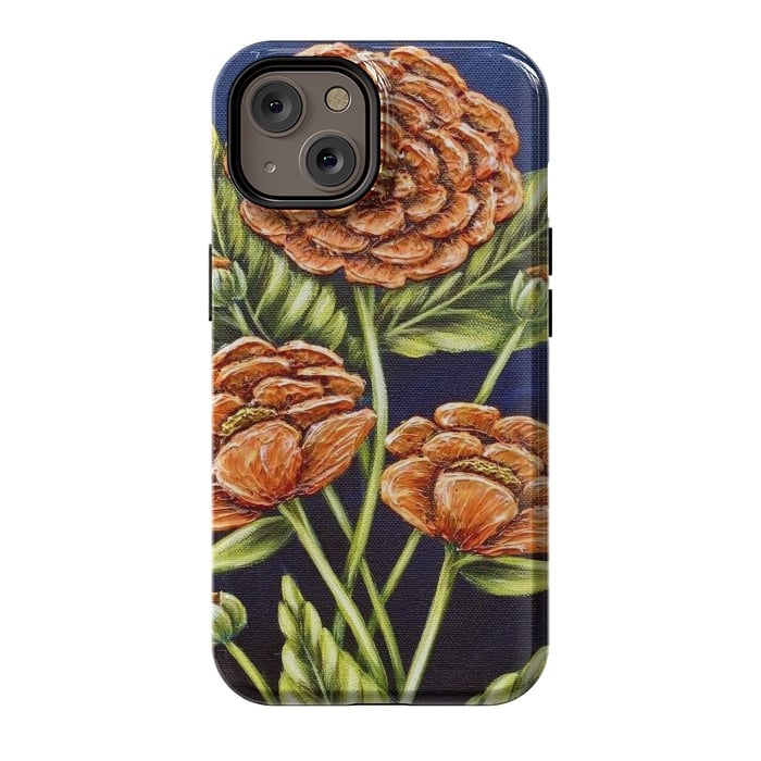 iPhone 14 StrongFit Orange Peonies by Denise Cassidy Wood