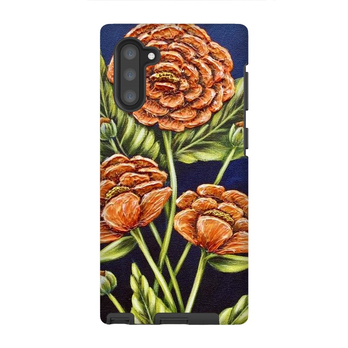 Galaxy Note 10 StrongFit Orange Peonies by Denise Cassidy Wood