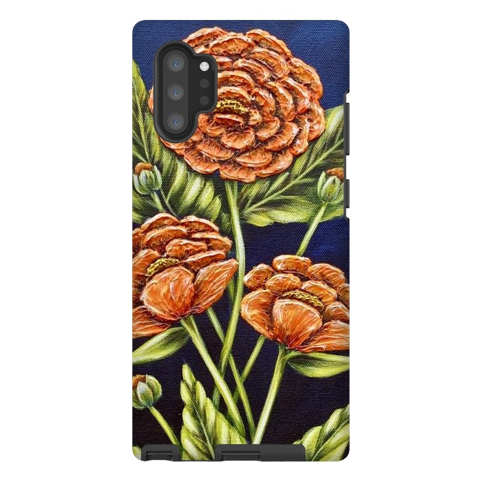 Galaxy Note 10 plus StrongFit Orange Peonies by Denise Cassidy Wood