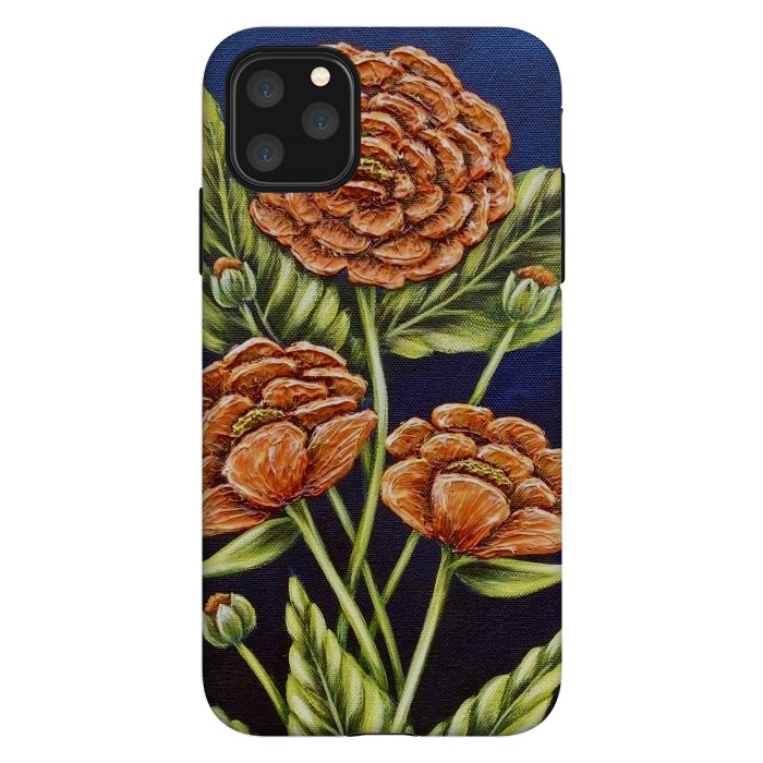 iPhone 11 Pro Max StrongFit Orange Peonies by Denise Cassidy Wood