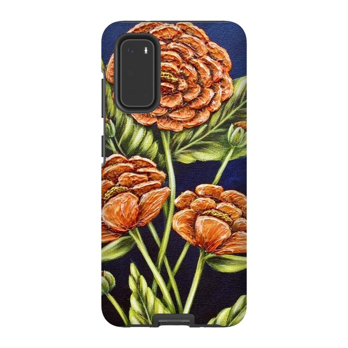 Galaxy S20 StrongFit Orange Peonies by Denise Cassidy Wood
