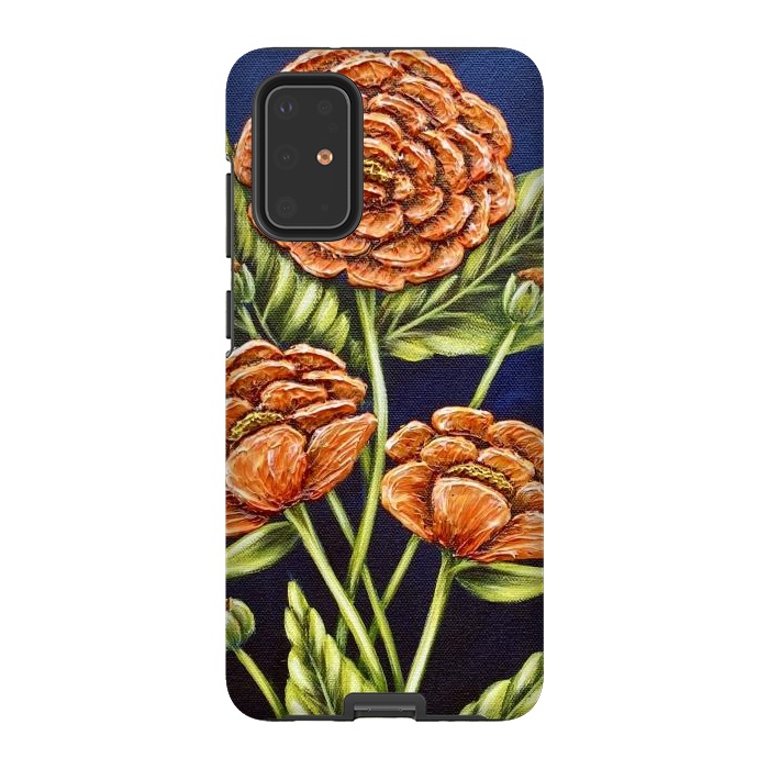 Galaxy S20 Plus StrongFit Orange Peonies by Denise Cassidy Wood