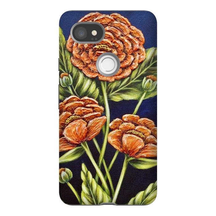 Pixel 2XL StrongFit Orange Peonies by Denise Cassidy Wood
