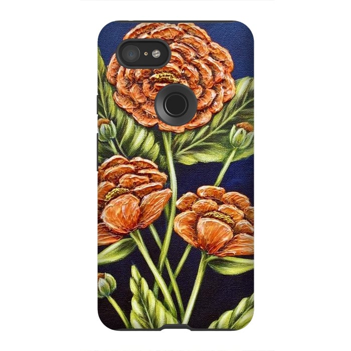 Pixel 3XL StrongFit Orange Peonies by Denise Cassidy Wood