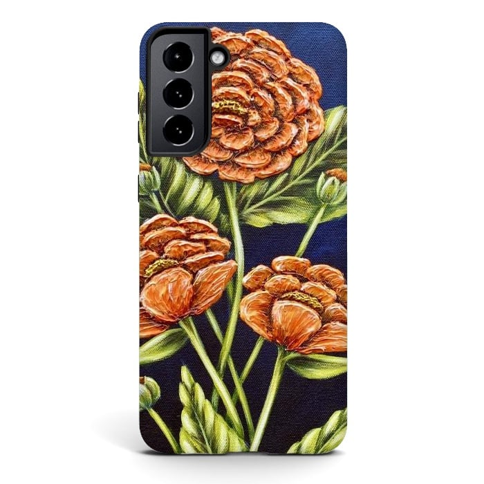 Galaxy S21 StrongFit Orange Peonies by Denise Cassidy Wood