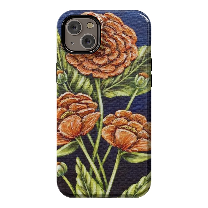 iPhone 14 Plus StrongFit Orange Peonies by Denise Cassidy Wood