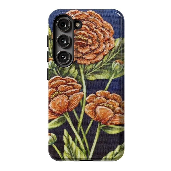Galaxy S23 StrongFit Orange Peonies by Denise Cassidy Wood
