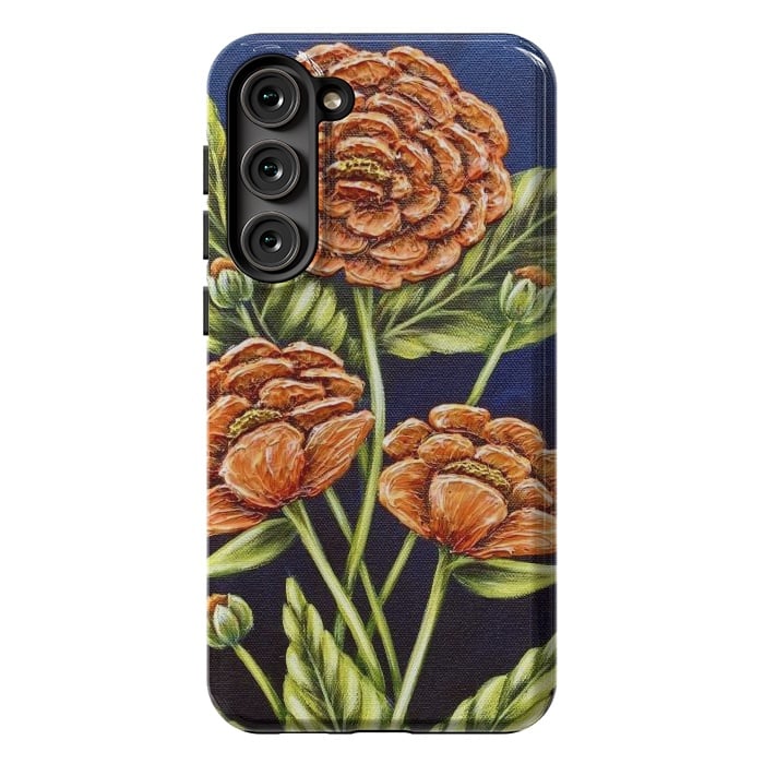 Galaxy S23 Plus StrongFit Orange Peonies by Denise Cassidy Wood