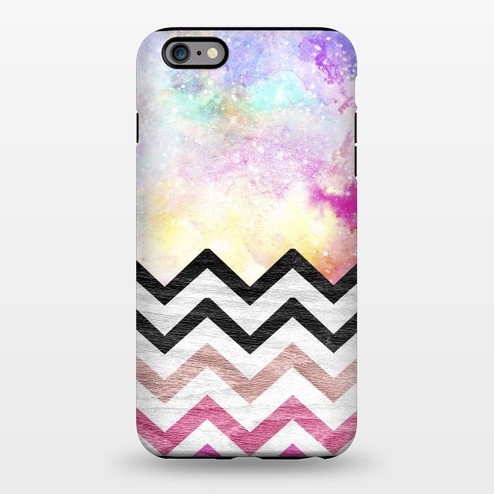 iPhone 6/6s plus StrongFit SC Watercolor Nebula Space Pink ombre Wood Chevron by Girly Trend