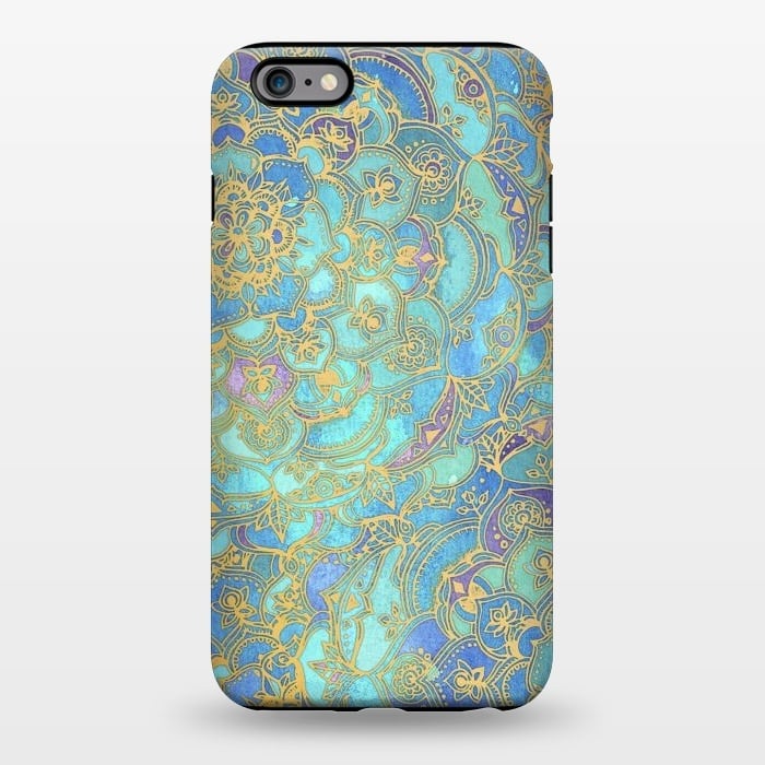 iPhone 6/6s plus StrongFit Sapphire and Jade Stained Glass Mandalas by Micklyn Le Feuvre