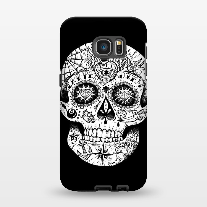 Galaxy S7 EDGE StrongFit Tattooed Skull by Mitxel Gonzalez