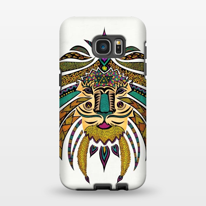 Galaxy S7 EDGE StrongFit Emperor Tribal Lion by Pom Graphic Design