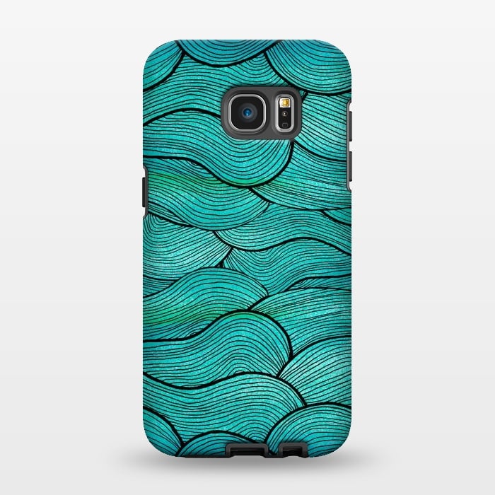 Galaxy S7 EDGE StrongFit Sea Waves Pattern by Pom Graphic Design