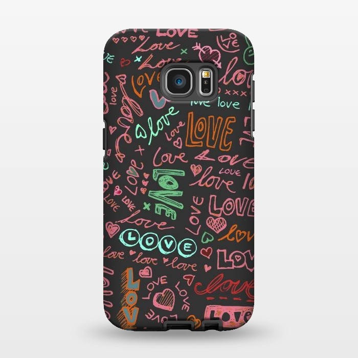 Galaxy S7 EDGE StrongFit Love Love Love ballpoint doodles by Micklyn Le Feuvre