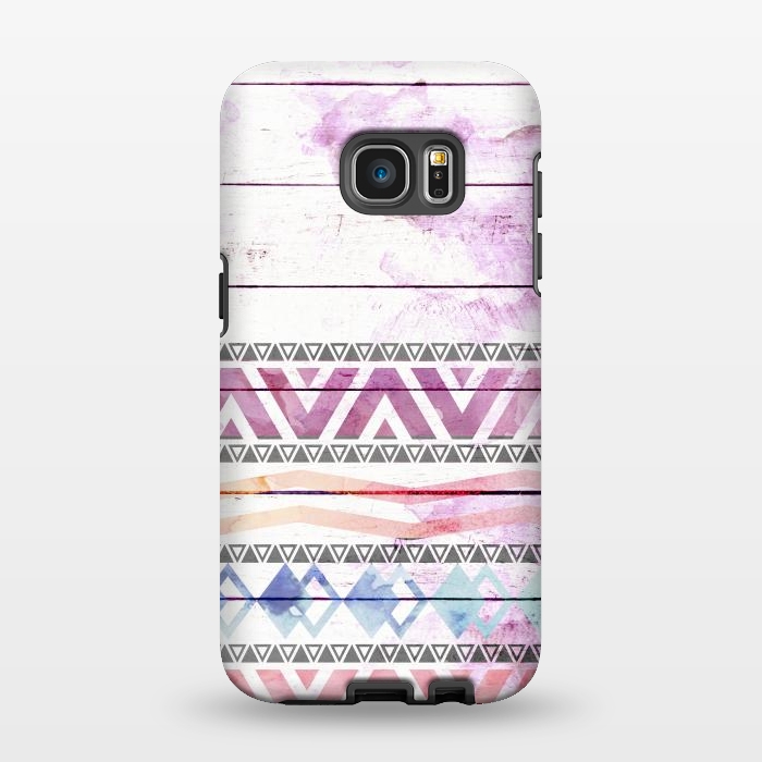 Galaxy S7 EDGE StrongFit Aztec Wood Watercolor by Girly Trend