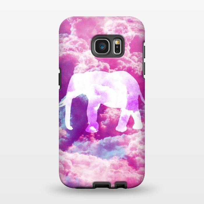 Galaxy S7 EDGE StrongFit Elephant on Pink Purple Clouds by Girly Trend