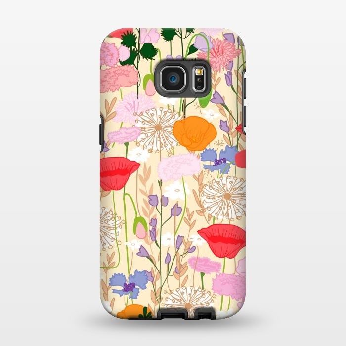 Galaxy S7 EDGE StrongFit Wildflowers Cream Square by Zoe Charlotte