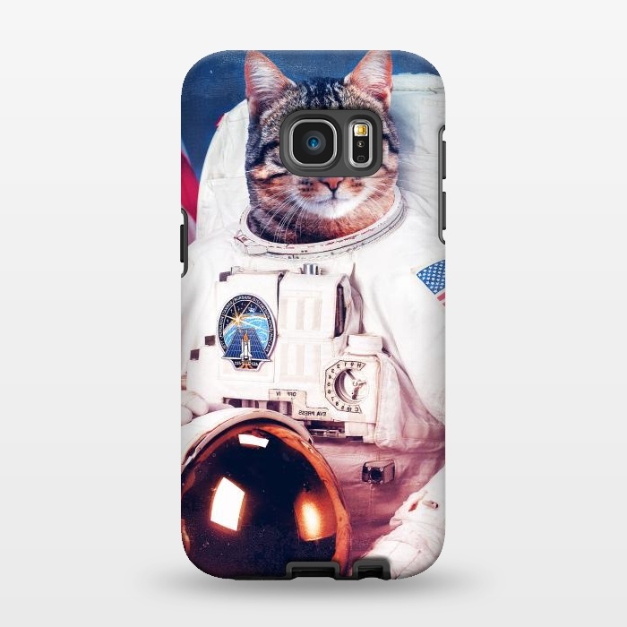 Galaxy S7 EDGE StrongFit Astronaut Cat  by Mitxel Gonzalez