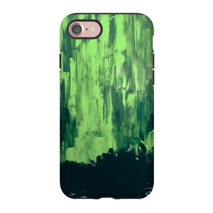 iPhone 7 StrongFit Lime Green Northern Lights by ANoelleJay