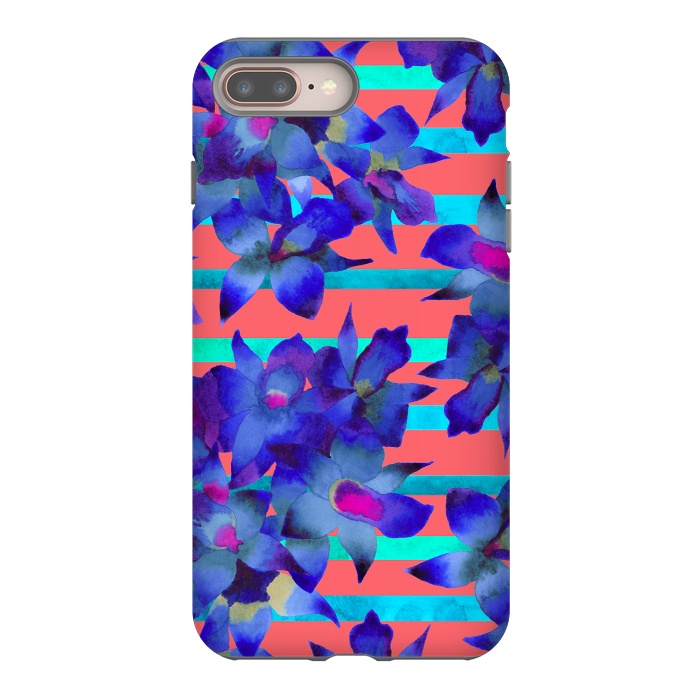 iPhone 7 plus StrongFit Coral Stripes by Amaya Brydon