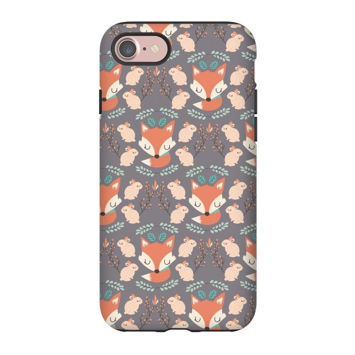 iPhone 7 StrongFit Foxes and bunnies by Maria Jose Da Luz