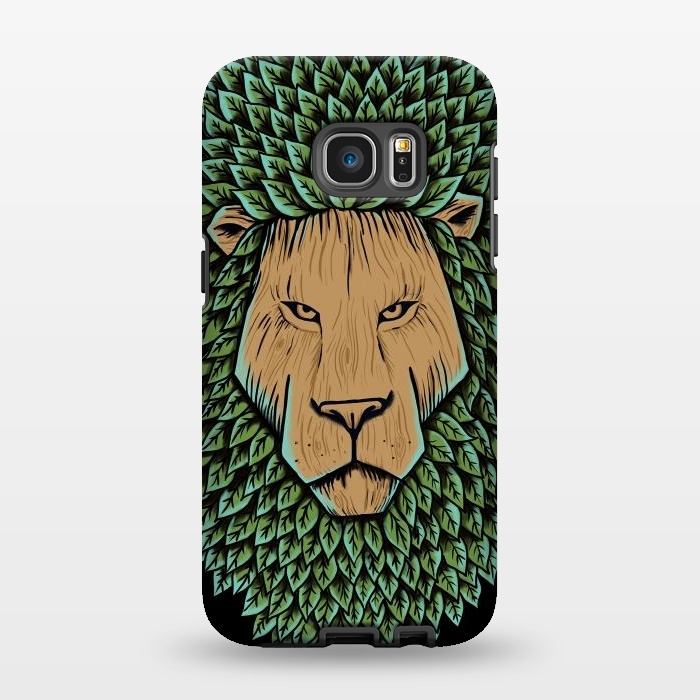 Galaxy S7 EDGE StrongFit Wood Lion by Coffee Man