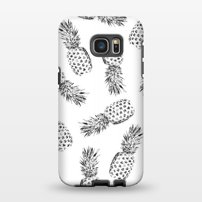Galaxy S7 EDGE StrongFit Pineapples black and white by Rui Faria