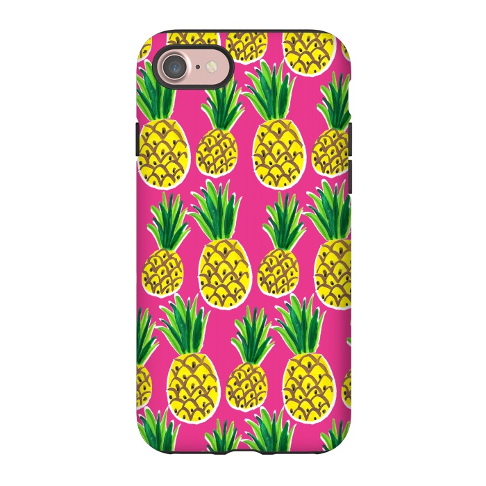iPhone 7 StrongFit Painted pineapples by Laura Grant