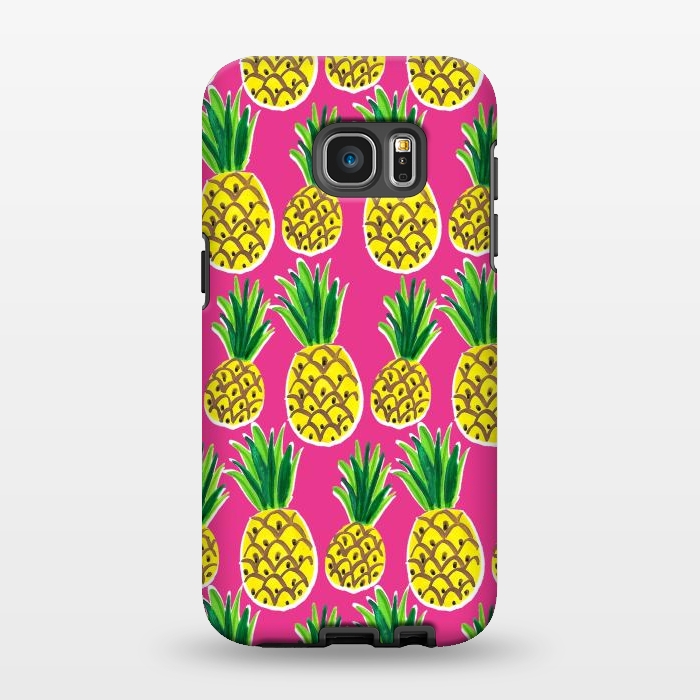 Galaxy S7 EDGE StrongFit Painted pineapples by Laura Grant