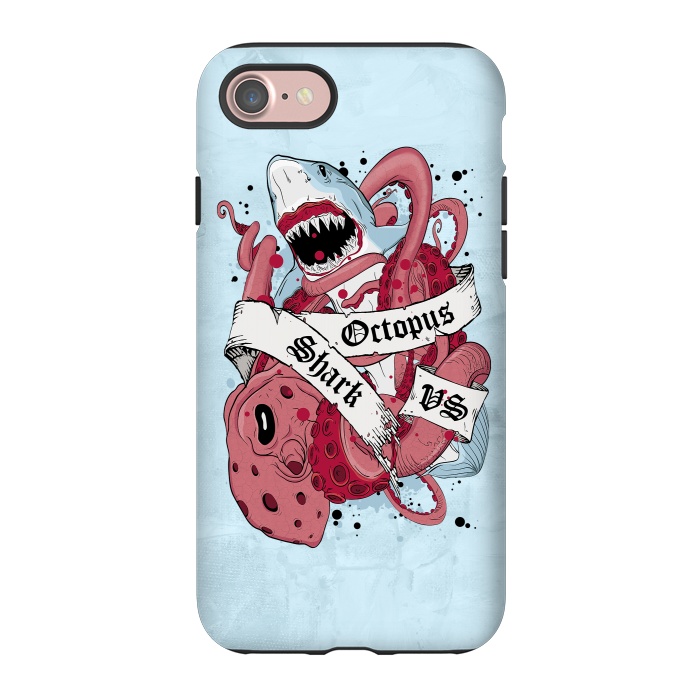 iPhone 7 StrongFit Shark vs Octopus by Sitchko