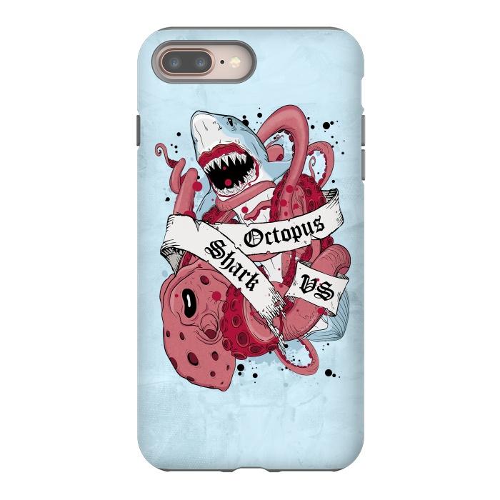 iPhone 7 plus StrongFit Shark vs Octopus by Sitchko
