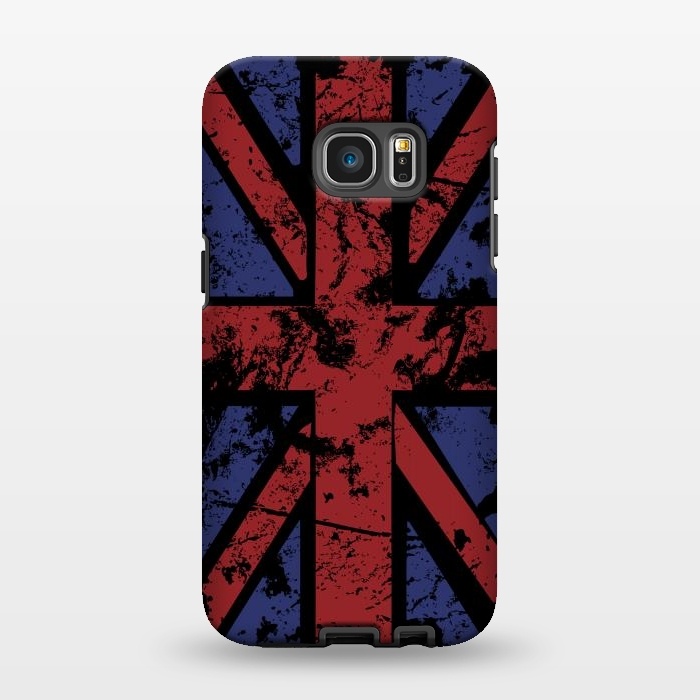 Galaxy S7 EDGE StrongFit Grunge UK Flag Black by Sitchko