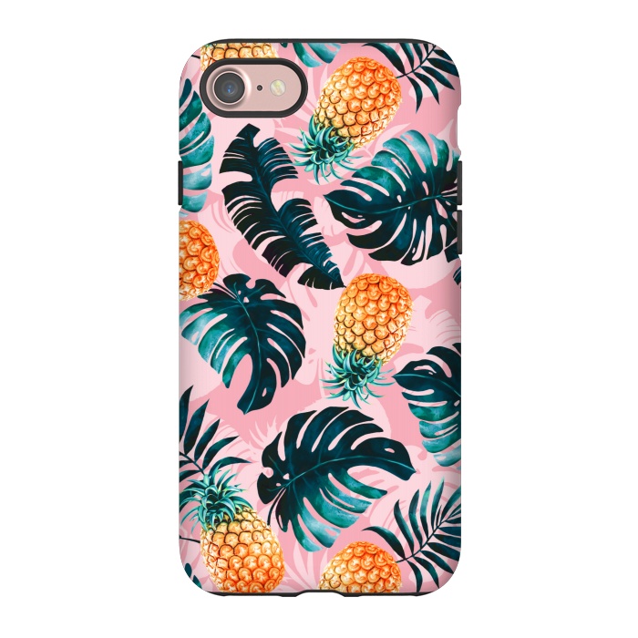iPhone 7 StrongFit Pineapple and Leaf Pattern by Burcu Korkmazyurek
