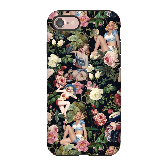 iPhone 7 StrongFit Floral and Pin Up Girls Pattern by Burcu Korkmazyurek